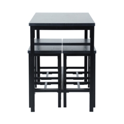 Nina 4 Seater Wood Effect Dining Nest with 4 Wood Effect Bar Stools - Black - thumbnail 3