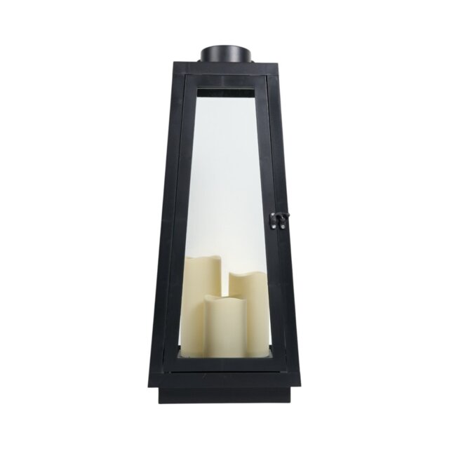 Black Triple LED Candle Lantern Black - image 1