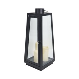 Black Triple LED Candle Lantern Black - thumbnail 4