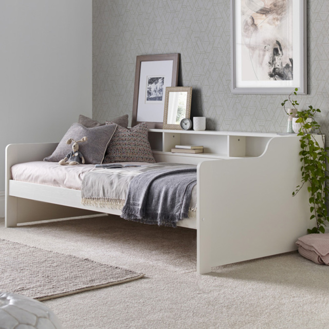 Tyler Single White Guest Bed with Orthopaedic Mattress - image 1
