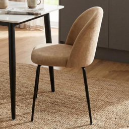 FWStyle Freya Flaxen Linen Upholstered Padded Dining Chair Set of 2