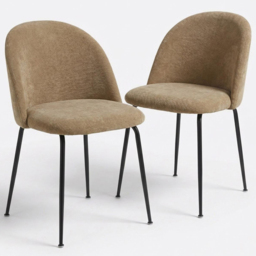 FWStyle Freya Flaxen Linen Upholstered Padded Dining Chair Set of 2 - thumbnail 2
