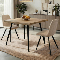 Home Source Avara and Ashford Oak Woodgrain Effect and Beige 2 Seater Dining Set