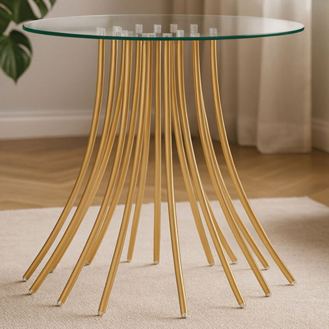 Premier Housewares Kensington Townhouse Glass Top Side Table with Gold Metal Base - image 1