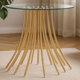 Premier Housewares Kensington Townhouse Glass Top Side Table with Gold Metal Base