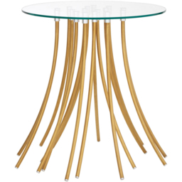 Premier Housewares Kensington Townhouse Glass Top Side Table with Gold Metal Base - thumbnail 2