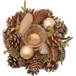 The Seasonal Gift Co. Single Glass Gold Glitter Pinecone Candleholder