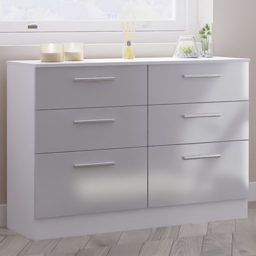 Crowndale Contrast Grey and White Matt 6 Drawer Midi Chest Ready Assembled - thumbnail 1
