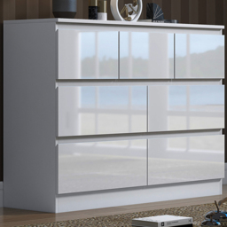 FWStyle Stora 7 Drawer Merchant White Gloss Chest of Drawers