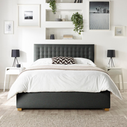 Catherine Lansfield Opulence King Size Charcoal Twill Ottoman Bed - thumbnail 1