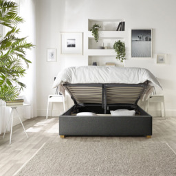 Catherine Lansfield Opulence King Size Charcoal Twill Ottoman Bed - thumbnail 2