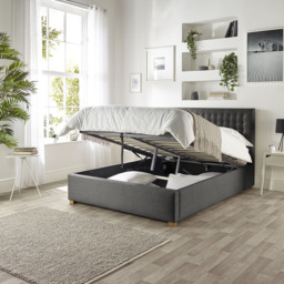 Catherine Lansfield Opulence King Size Charcoal Twill Ottoman Bed - thumbnail 3