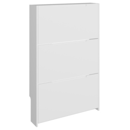 GFW Narrow White High Gloss 3 Tier Shoe Cabinet - thumbnail 2