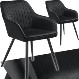 tectake Marilyn Black Velvet Quilted Chair Set of 2 - thumbnail 2