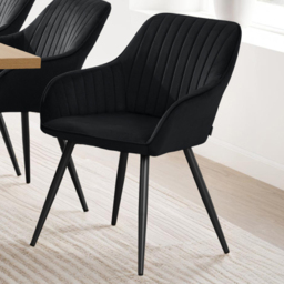 tectake Marilyn Black Velvet Quilted Chair Set of 2