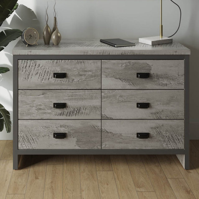 GFW Boston Grey 6 Drawer Chest of Drawers - image 1