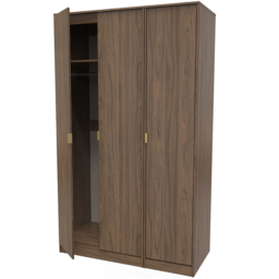 Crowndale Hong Kong 3 Door Carini Walnut Tall Wardrobe Ready Assembled - thumbnail 4