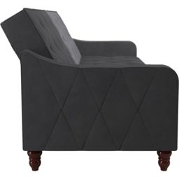 Novogratz Vintage 3 Seater Grey Velvet Tufted Futon - thumbnail 4