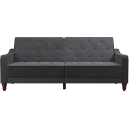 Novogratz Vintage 3 Seater Grey Velvet Tufted Futon - thumbnail 3