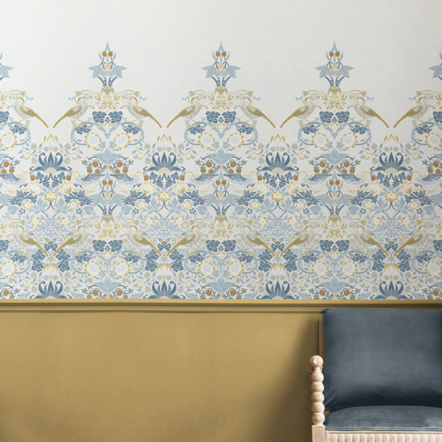William Morris Strawberry Thief Soft Blue Mural - image 1