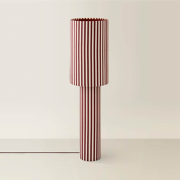 ValueLights Florence Burgundy Linen Pinstripe Midi LED Floor Lamp with Bulb - thumbnail 4