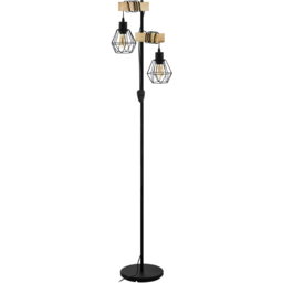 EGLO Townshend 5 Black Natural Metal and Wood Industrial 2 Light Floor Lamp