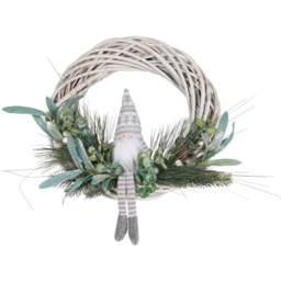 Multicolour Gonk Wicker Christmas Wreath 38cm