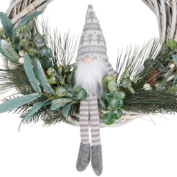 Multicolour Gonk Wicker Christmas Wreath 38cm - thumbnail 2