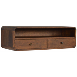 Artisan Furniture Chestnut 2 Drawer Single Shelf Solid Wood Floating Open Console Table - thumbnail 4