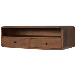 Artisan Furniture Chestnut 2 Drawer Single Shelf Solid Wood Floating Open Console Table - thumbnail 3