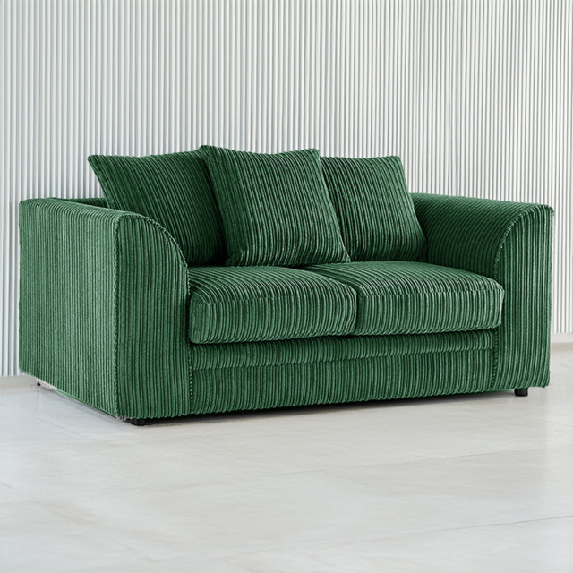 Luxor 2 Seater Green Jumbo Cord Fabric Sofa Set with Scatter Back - image 1