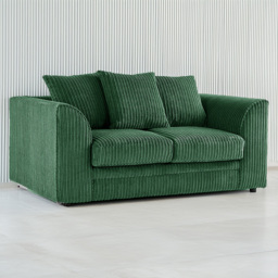 Luxor 2 Seater Green Jumbo Cord Fabric Sofa Set with Scatter Back