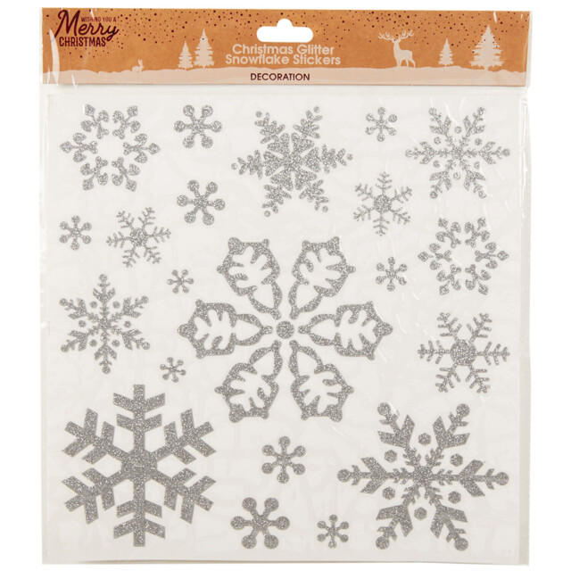 Single Silver or Gold Glitter Snowflake Stickers Christmas Decoration in Assorted styles - image 1