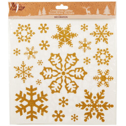Single Silver or Gold Glitter Snowflake Stickers Christmas Decoration in Assorted styles - thumbnail 2