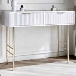 CARME Home Esme White 2 Drawer Ribbed Dressing Table