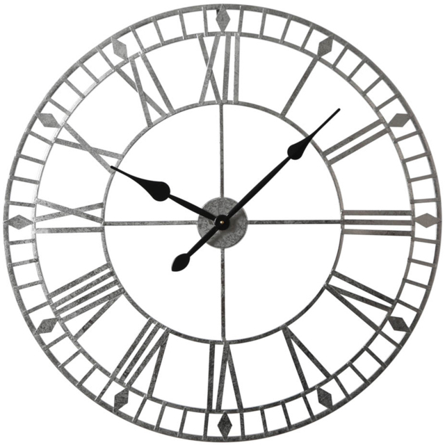 EOS Silver Foiled Skeleton Wall Clock with Roman Numerals 80cm - image 1