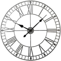 EOS Silver Foiled Skeleton Wall Clock with Roman Numerals 80cm - thumbnail 1