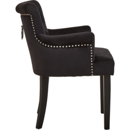 Premier Housewares Doucet Black Velvet Dining Chair with Ring Back - thumbnail 3