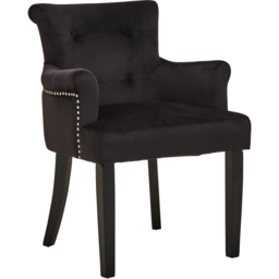 Premier Housewares Doucet Black Velvet Dining Chair with Ring Back - thumbnail 2