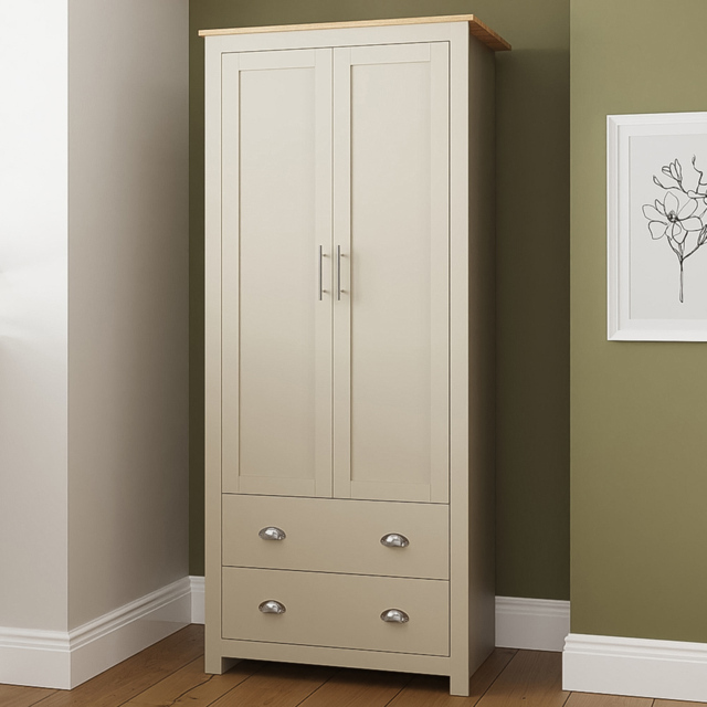 GFW Lancaster 2 Door 2 Drawer Cream Wardrobe - image 1