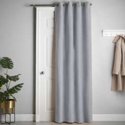 Alan Symonds Velvet Chenille Blackout Ring Top Eyelet Curtains Silver 137 x 213cm