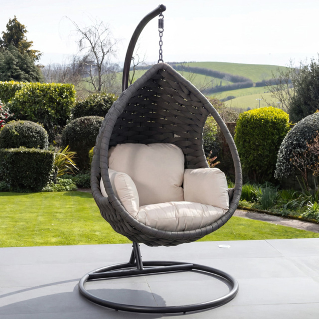 Artemis Home Hadley Woven Brown Hanging Egg Chair with Stand - image 1