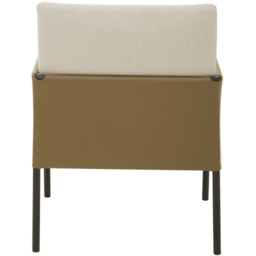 Premier Housewares Gilden White Fabric and Brown Faux Leather Dining Chair - thumbnail 4