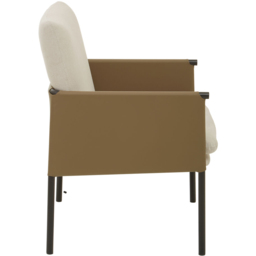 Premier Housewares Gilden White Fabric and Brown Faux Leather Dining Chair - thumbnail 3