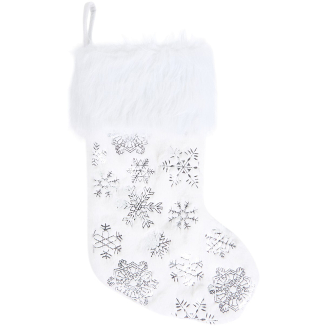 Snowflake 8 LED White Christmas Stocking - image 1