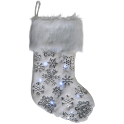 Snowflake 8 LED White Christmas Stocking - thumbnail 4
