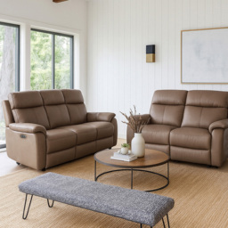 Aspire Kingsmere 5 Seater Tan Power Recliner Sofa Set