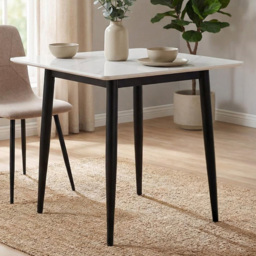FWStyle Nova 2 Seater Cream Sintered Stone Marble Effect Heat Resistant Fixed Top Dining Table