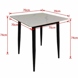 FWStyle Nova 2 Seater Cream Sintered Stone Marble Effect Heat Resistant Fixed Top Dining Table - thumbnail 4