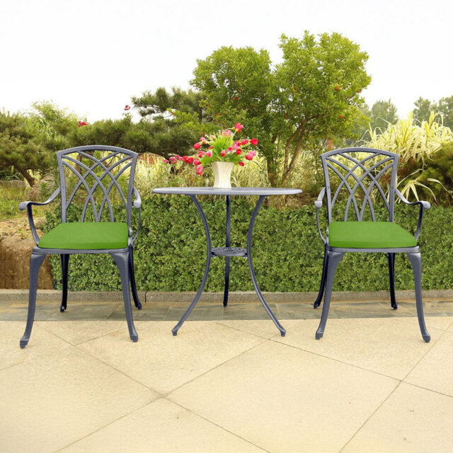 Centurion Oshowa Grey and Green 2 Seater Cast Aluminium Garden Bistro Set with Cushions - image 1
